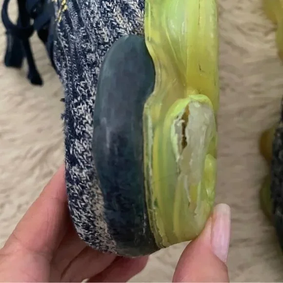 Nike Air Vapormax Flyknit 3 GS College Navy Orange Runners - 6 - Picture 10 of 12